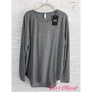 Under Armour Loose Gray Long Sleeve Top T Shirt Size XL Women Athletic NWT